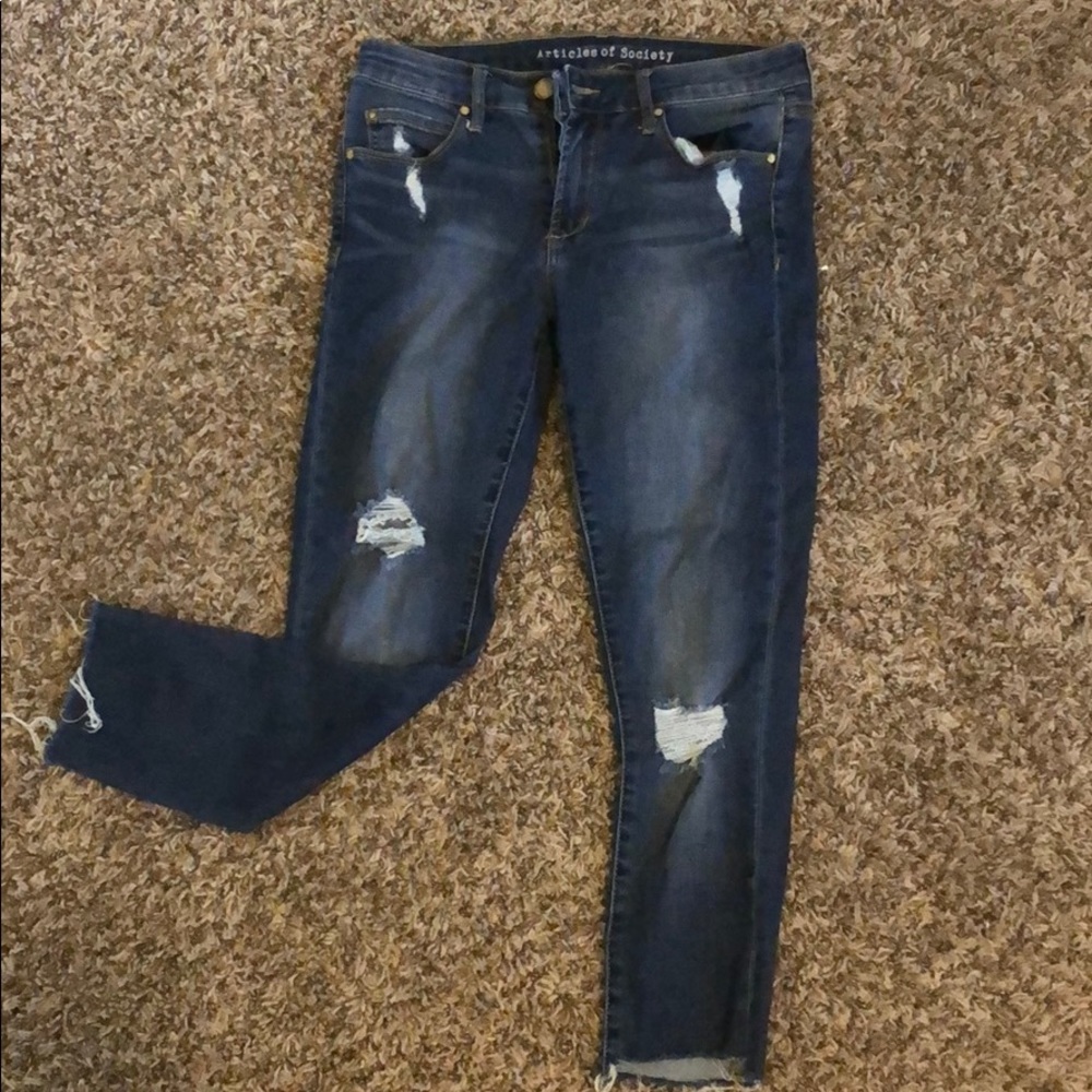Dark wash ripped jeans